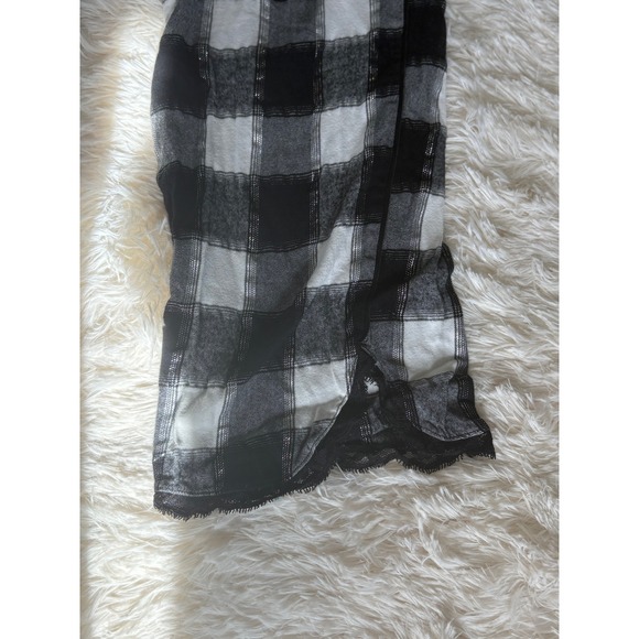Victoria's Secret Black White Plaid Lace Trim Pajama Pants Sleep Bottoms‎ - Picture 3 of 4